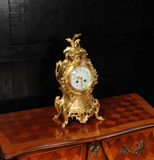 fig 3. Antique French Gilt Bronze Rococo Clock ~ Dolphin