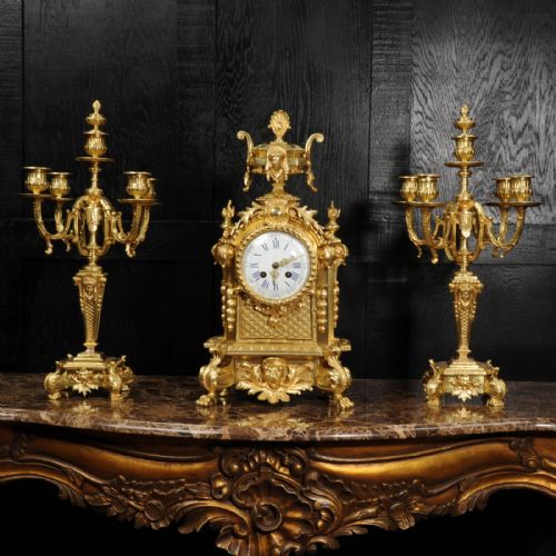 fig 2. Antique French Gilt Bronze Baroque Clock Set