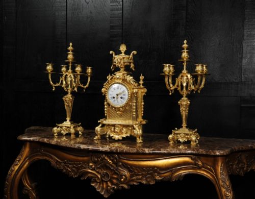 fig 4. Antique French Gilt Bronze Baroque Clock Set