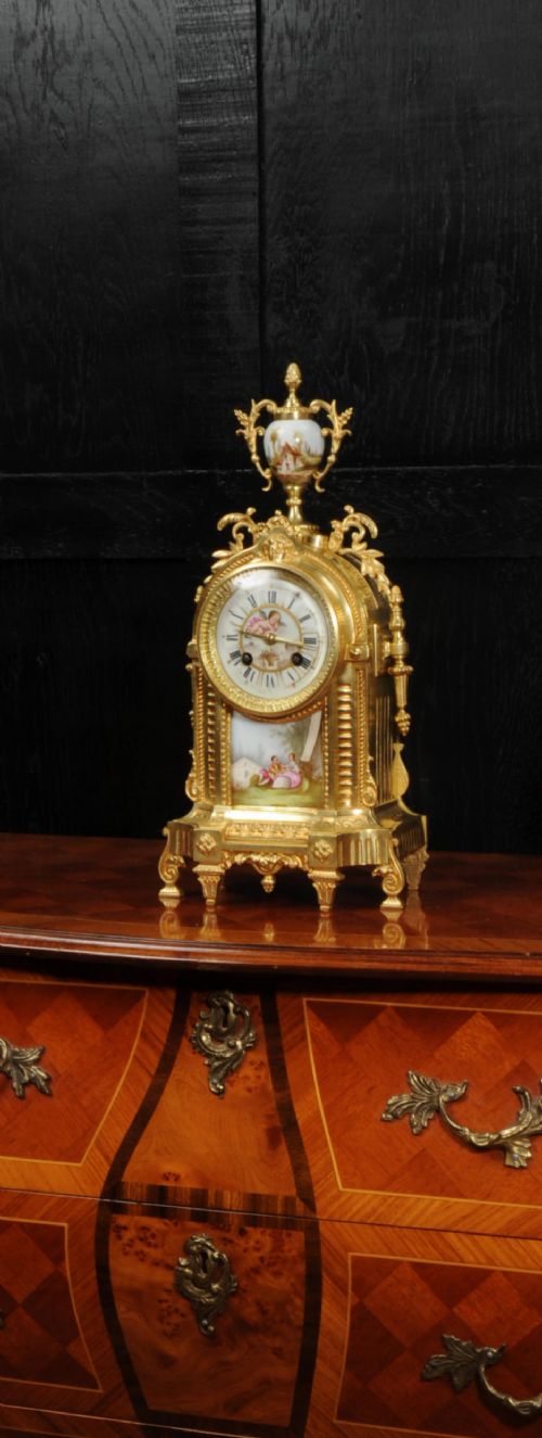 Japy Freres Clock, Ormolu and Sevres Porcelain, Antique French