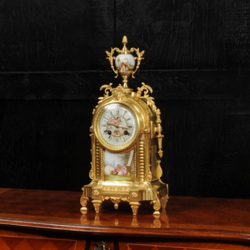 fig 1. Japy Freres Clock, Ormolu and Sevres Porcelain, Antique French