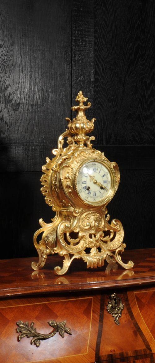 Antique French Gilt Bronze Rococo Clock by Samuel Marti