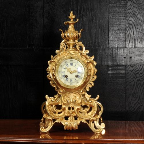 fig 1. Antique French Gilt Bronze Rococo Clock by Samuel Marti