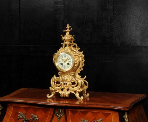 fig 3. Antique French Gilt Bronze Rococo Clock by Samuel Marti