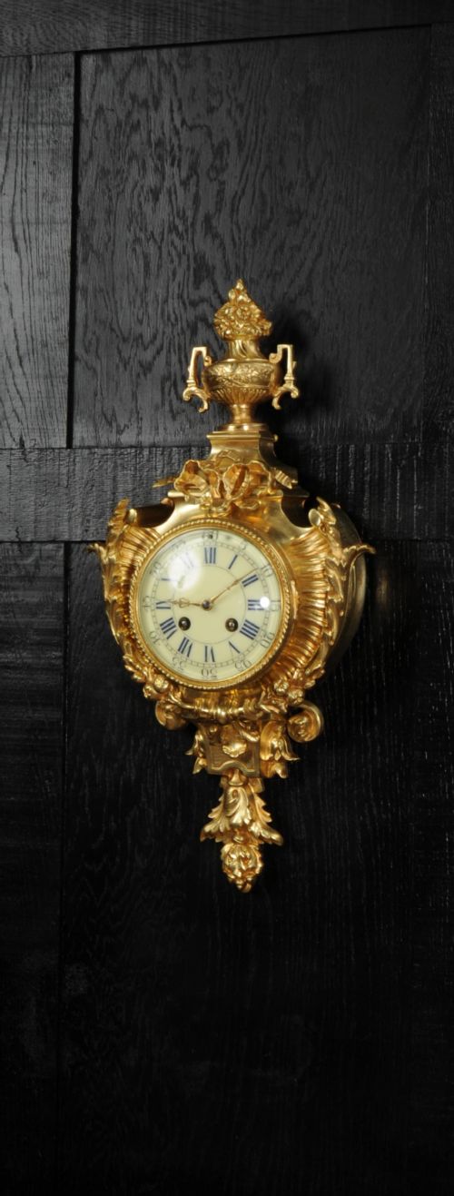 Antique French Louis Xvi Ormolu Cartel Wall Clock
