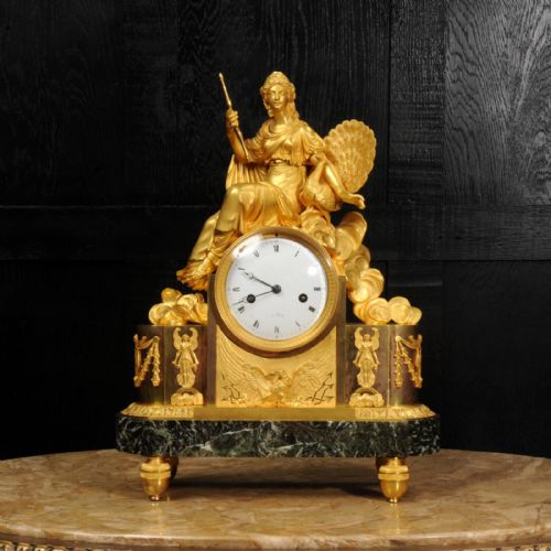 Empire Antique French Ormolu Clock Goddess Juno