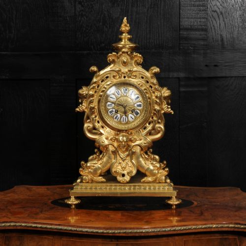 fig 1. Antique French Gilt Bronze Baroque Clock ~ Mythical Sea