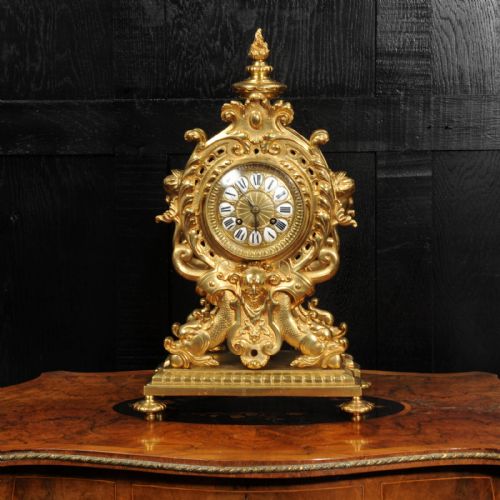 fig 2. Antique French Gilt Bronze Baroque Clock ~ Mythical Sea