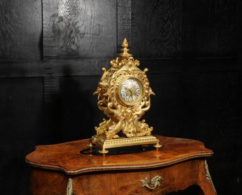 fig 3. Antique French Gilt Bronze Baroque Clock ~ Mythical Sea