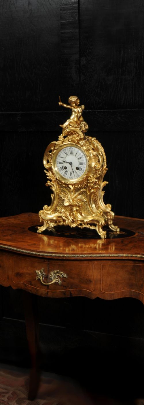 Antique French Gilt Bronze Rococo Clock ~ Music