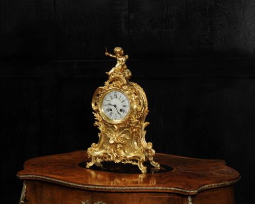 fig 2. Antique French Gilt Bronze Rococo Clock ~ Music