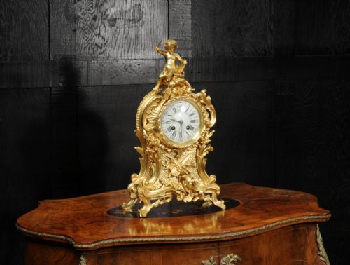 fig 3. Antique French Gilt Bronze Rococo Clock ~ Music
