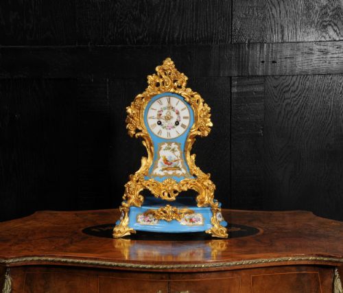 fig 1. Early Ormolu and Porcelain Antique French Clock by Raingo Freres