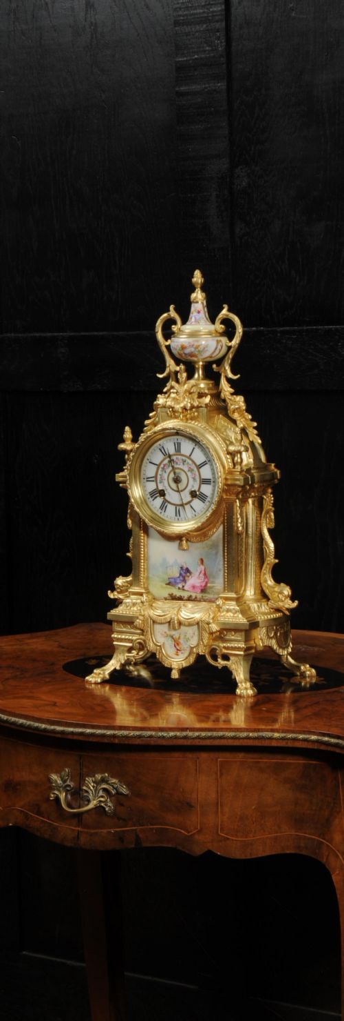 Japy Freres Louis Xvi Gilt Bronze and Sevres Porcelain Antique French Clock