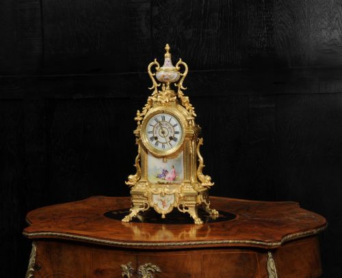 fig 2. Japy Freres Louis XVI Gilt Bronze and Sevres Porcelain Antique French Clock