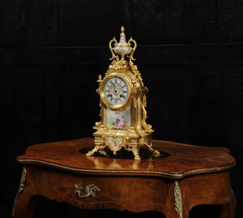 fig 3. Japy Freres Louis XVI Gilt Bronze and Sevres Porcelain Antique French Clock