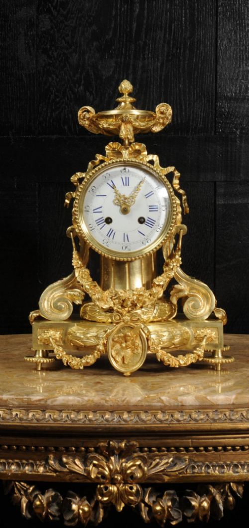 Antique French Gilt Bronze Drum Head Clock