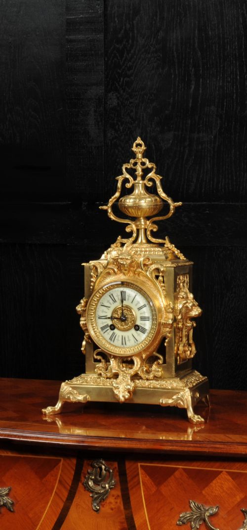 Antique French Baroque Clock ~ Lions Masks