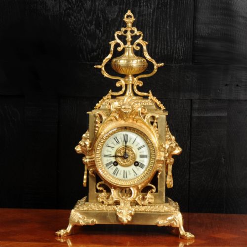 fig 1. Antique French Baroque Clock ~ Lions Masks
