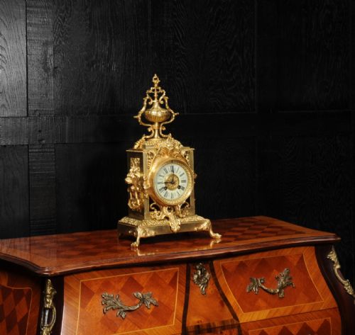 fig 3. Antique French Baroque Clock ~ Lions Masks