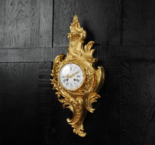 fig 2. Antique French Gilt Bronze Rococo Cartel Wall Clock