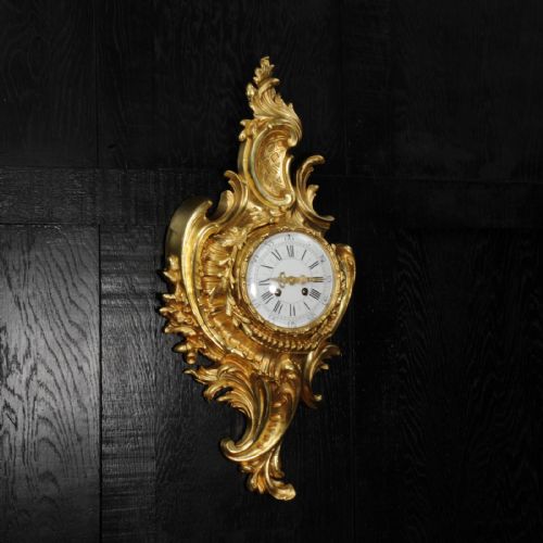 fig 3. Antique French Gilt Bronze Rococo Cartel Wall Clock