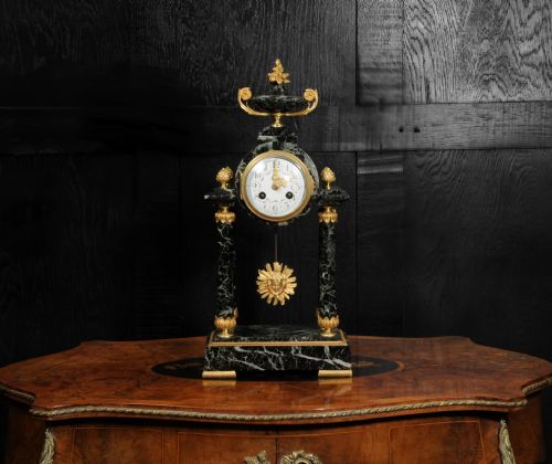 fig 2. Empire Ormolu and Marble Portico Antique French Clock