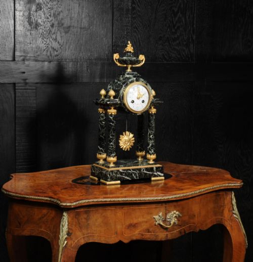 fig 3. Empire Ormolu and Marble Portico Antique French Clock