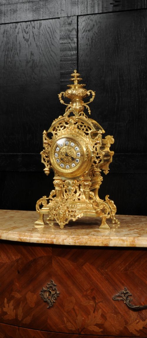 Antique French Gilt Bronze Baroque Clock