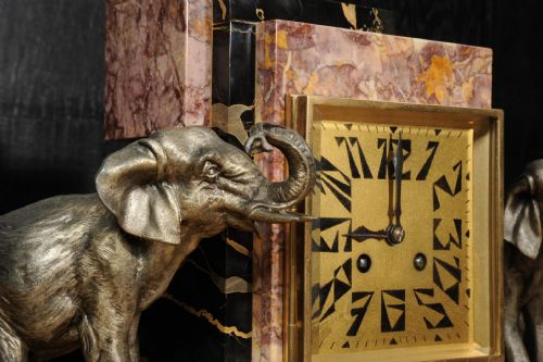 ART DECO CLOCK SET ELEPHANTS - ADDITIONAL PHOTO 4