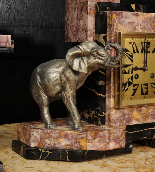 ART DECO CLOCK SET ELEPHANTS - ADDITIONAL PHOTO 5