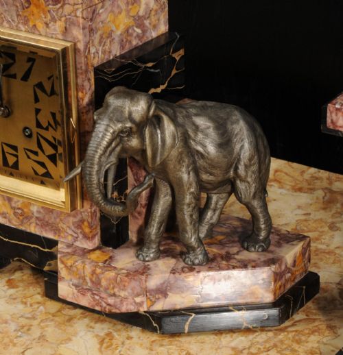 ART DECO CLOCK SET ELEPHANTS - ADDITIONAL PHOTO 6