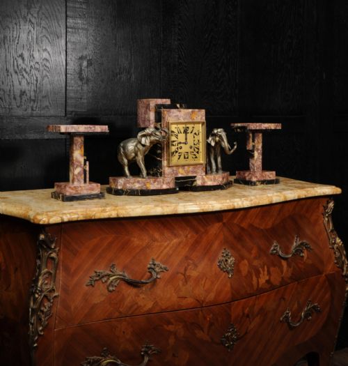 ART DECO CLOCK SET ELEPHANTS - ADDITIONAL PHOTO 8
