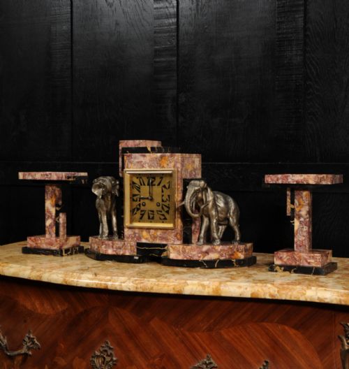 ART DECO CLOCK SET ELEPHANTS - ADDITIONAL PHOTO 9