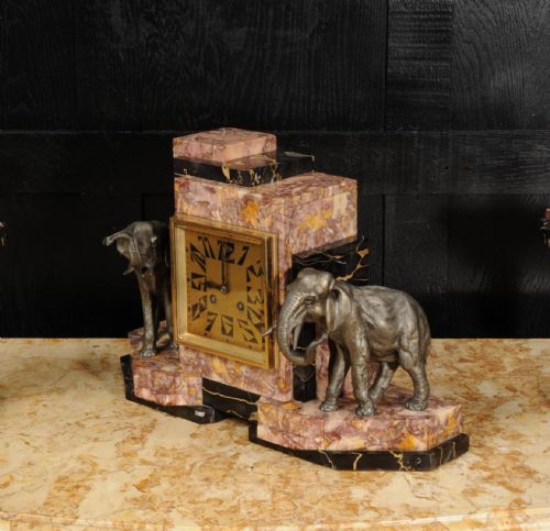 ART DECO CLOCK SET ELEPHANTS - ADDITIONAL PHOTO 10