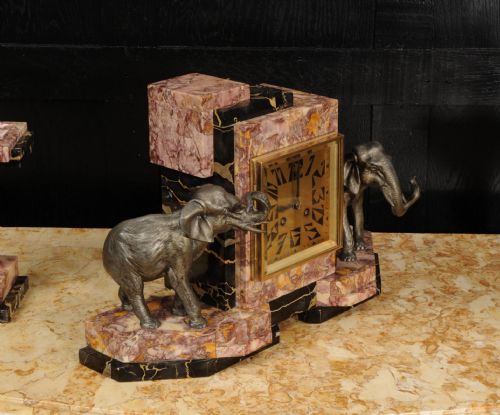 ART DECO CLOCK SET ELEPHANTS - ADDITIONAL PHOTO 11