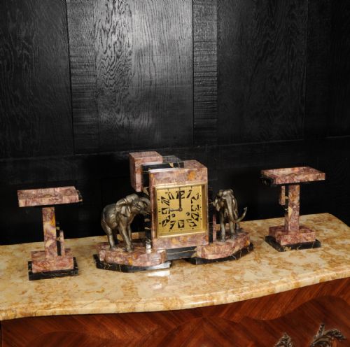 ART DECO CLOCK SET ELEPHANTS - ADDITIONAL PHOTO 13