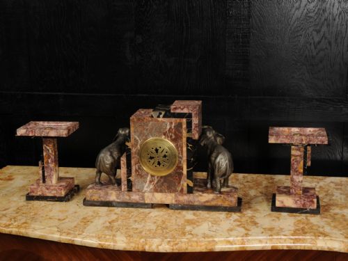 ART DECO CLOCK SET ELEPHANTS - ADDITIONAL PHOTO 16