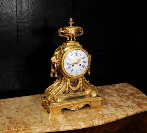 fig 3. Large Ormolu Drum Head Clock with Lions Masks