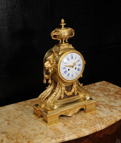 fig 4. Large Ormolu Drum Head Clock with Lions Masks
