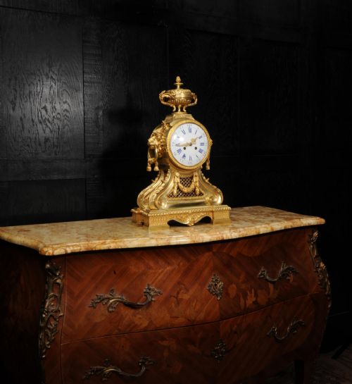 fig 5. Large Ormolu Drum Head Clock with Lions Masks