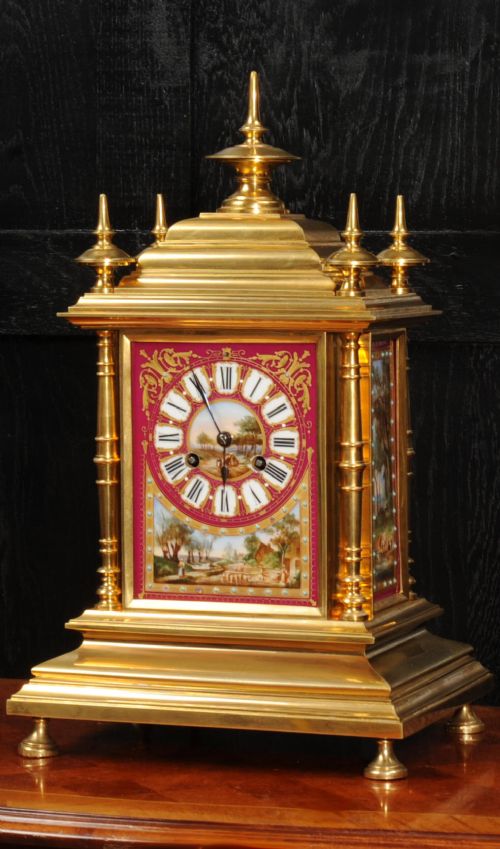 Ormolu and Sevres Porcelain Antique French Clock by Achille Brocot
