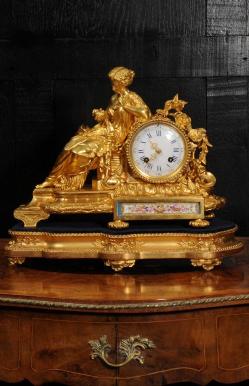 Fine Ormolu and Sevres Porcelain Boudoir Antique French Clock