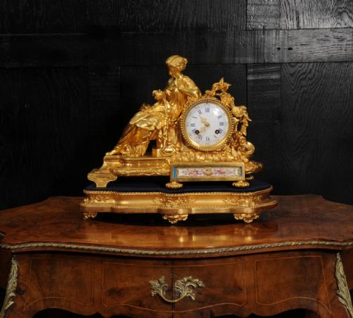fig 1. Fine Ormolu and Sevres Porcelain Boudoir Antique French Clock