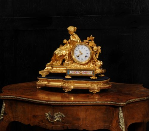 fig 2. Fine Ormolu and Sevres Porcelain Boudoir Antique French Clock