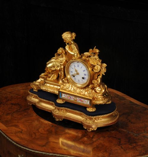 fig 3. Fine Ormolu and Sevres Porcelain Boudoir Antique French Clock