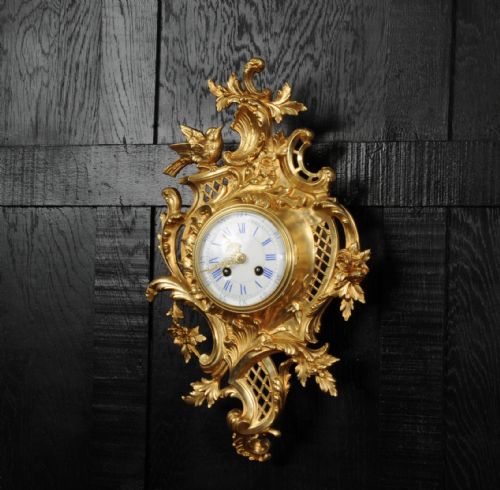fig 3. Antique French Gilt Bronze Rococo Cartel Wall Clock by Japy Freres