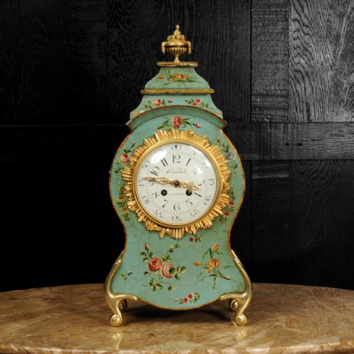 fig 1. Antique French Vernis Martin Lacquer Clock - Eau de Nil