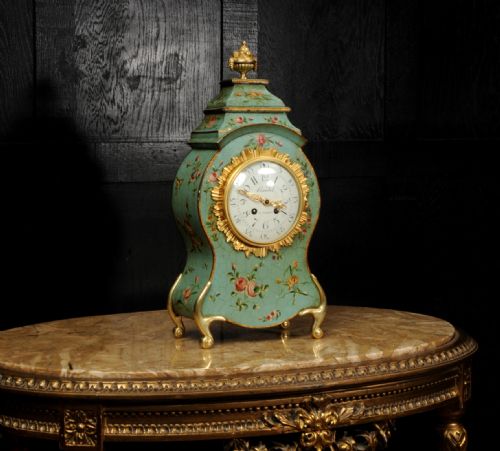 fig 3. Antique French Vernis Martin Lacquer Clock - Eau de Nil
