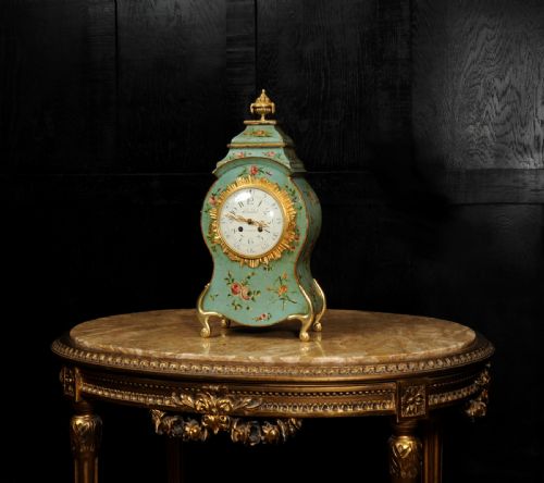 fig 4. Antique French Vernis Martin Lacquer Clock - Eau de Nil